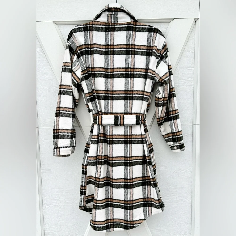 Blank NYC Cream Plaid Long Shacket - Picture 3 of 5